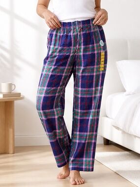 Roudelain Plaid ,Checkered Sparkle Accent Women's Pajama Pants with Pockets. NWT